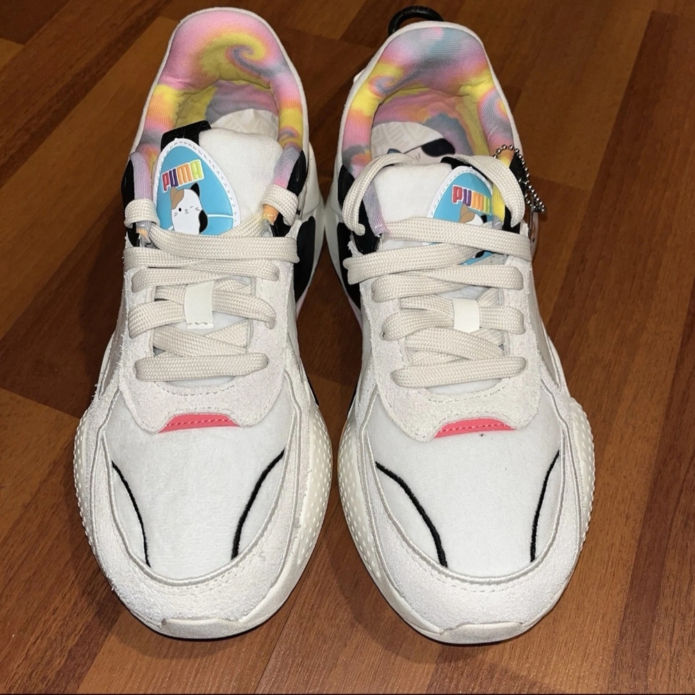 Puma Kids White Sneakers with Pink Accents